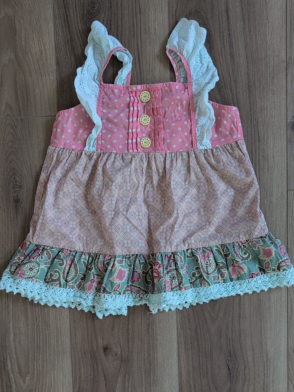 Matilda Jane Pink and White Ruffle Tank